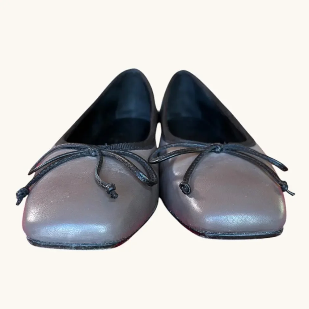 M.Gemi The Danza Taupe Leather Square Toe Mini Wedge Ballet Flat EU 36.6/US 6